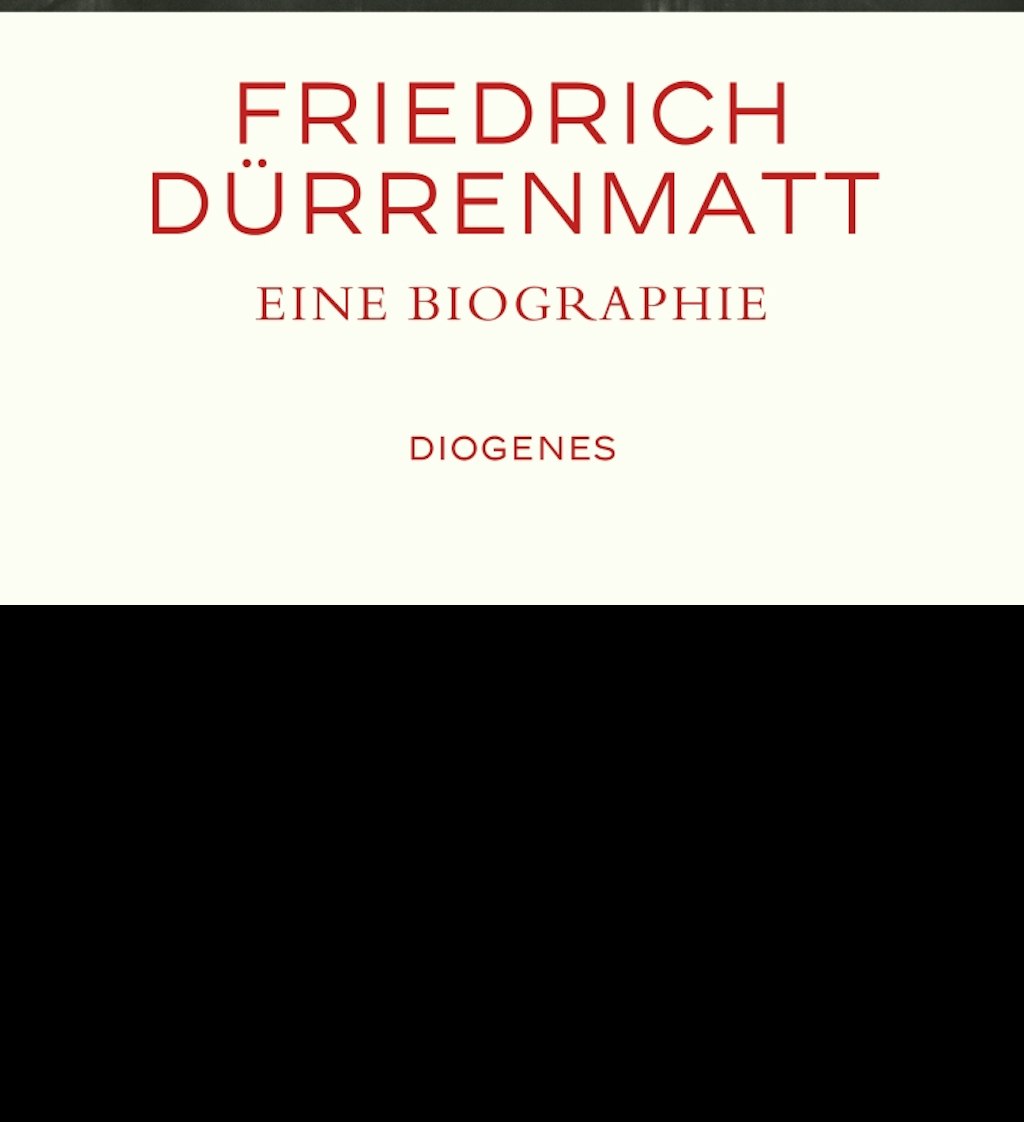 Foto von Friedrich Dürrenmatt mit Kakadu mit Autor und Titel des Buches.
