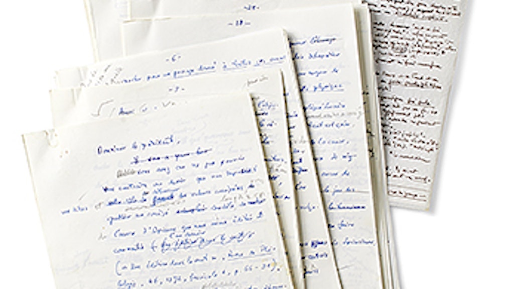 Das Textmanuskript von «Lettre à un président» von Jean Bollack und der Brief mit dem Kommentar von Pierre Bourdieu vom 6.11.1972.