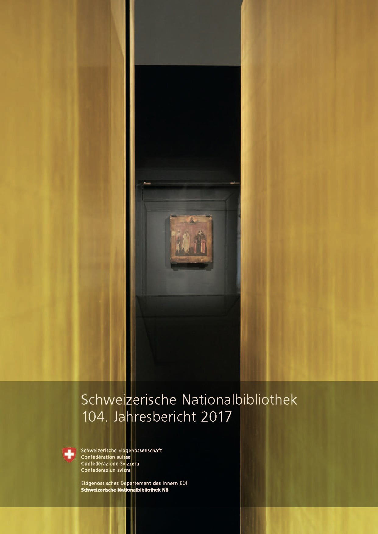 Das Titelblatt des Jahresberichts 2017 der Schweizerischen Nationalbibliothek zeigt einen Einblick in die Ausstellung «Rilke und Russland».