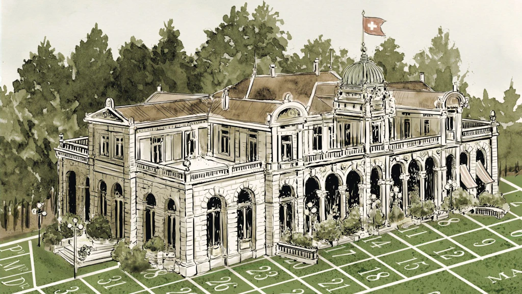 Eine Zeichnung von einem Kurhaus