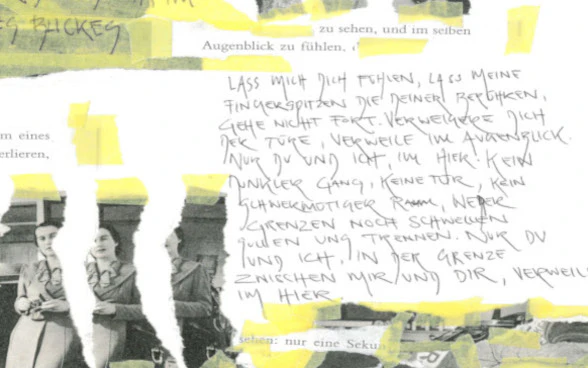 Plakat mit Auszügen aus den Arbeiten der Schulklasse sowie einer Beschreibung des Ablaufs des Schreibworkshops und der erzielten Ergebnisse.