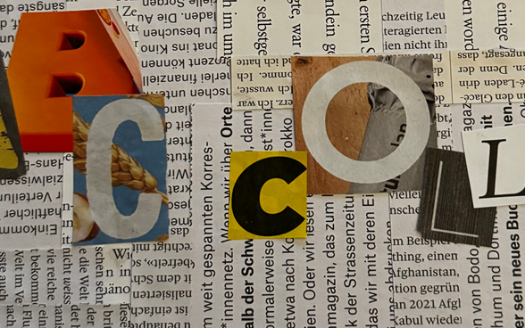 Das Bild zeigt Buchstaben aus Zeitungspapier