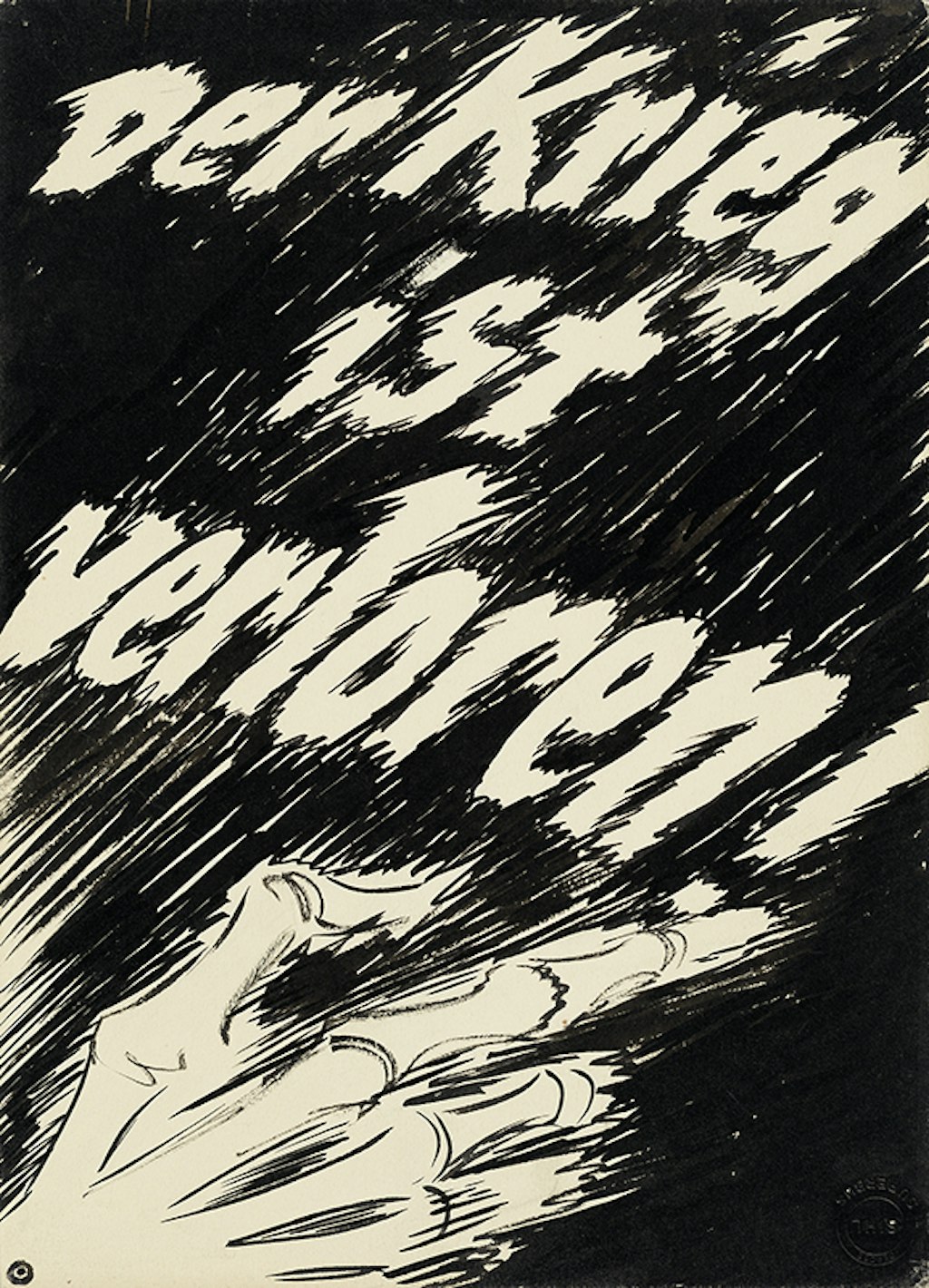 Handwritten poster with the words  'Der Krieg ist verloren'  (‘The war is lost’) in Indian ink