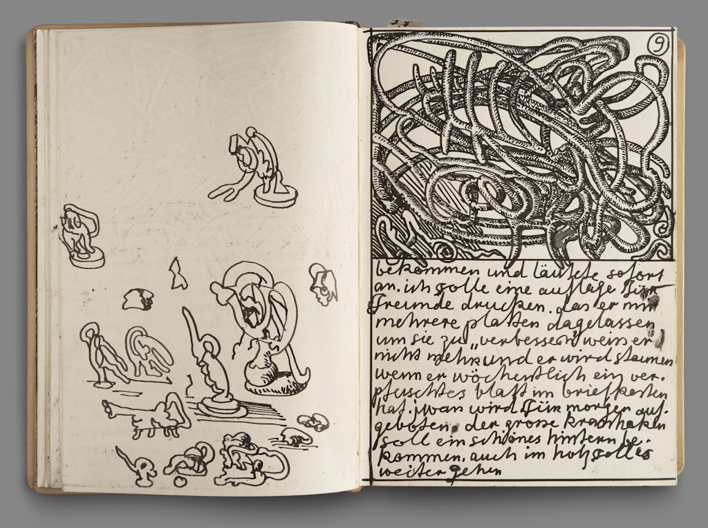 Due pagine del diario «Das Buch ist so schön feiern die Steinmetze» di Bernhard Luginbühl, 1988