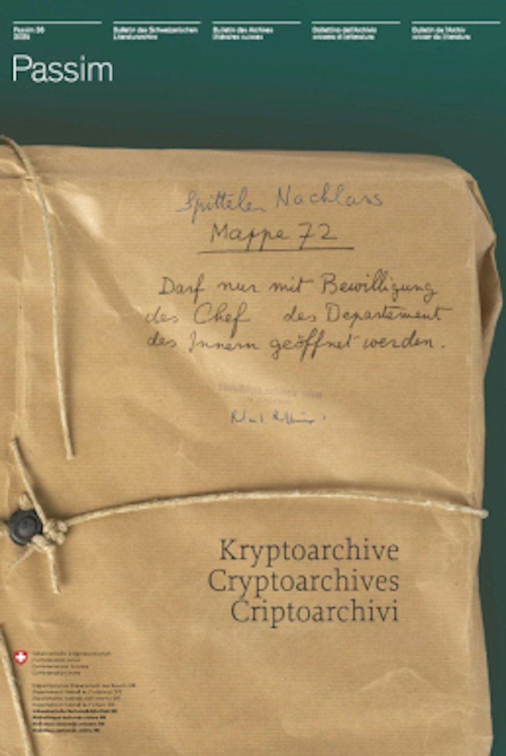 Copertina con foto di Flurin Bertschinger, Biblioteca nazionale svizzera